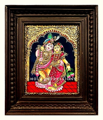 Traditional Standing Radha Krishna Tanjore Painting