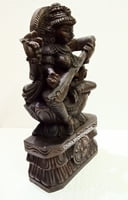 Saraswati Devi Wooden statue- all side carved - 1 ft