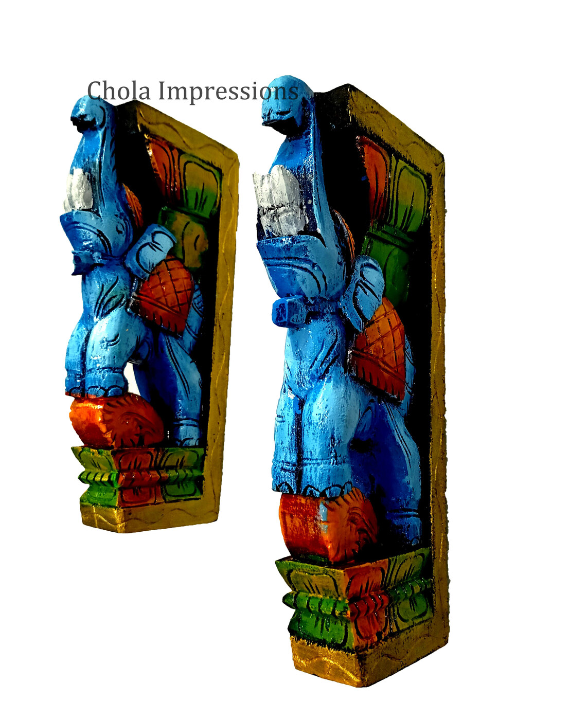 Elephant Wooden Wall Bracket Pair - 1 ft Elephant Wooden Wall Bracket Pair - 1 ft