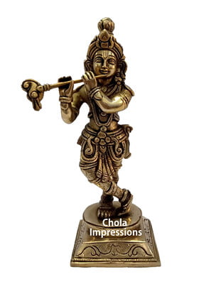 Lord Krishna Brass Statue - 9 inches