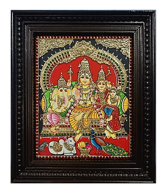 Shiva Family Tanjore Painting - Rich Prabhavali