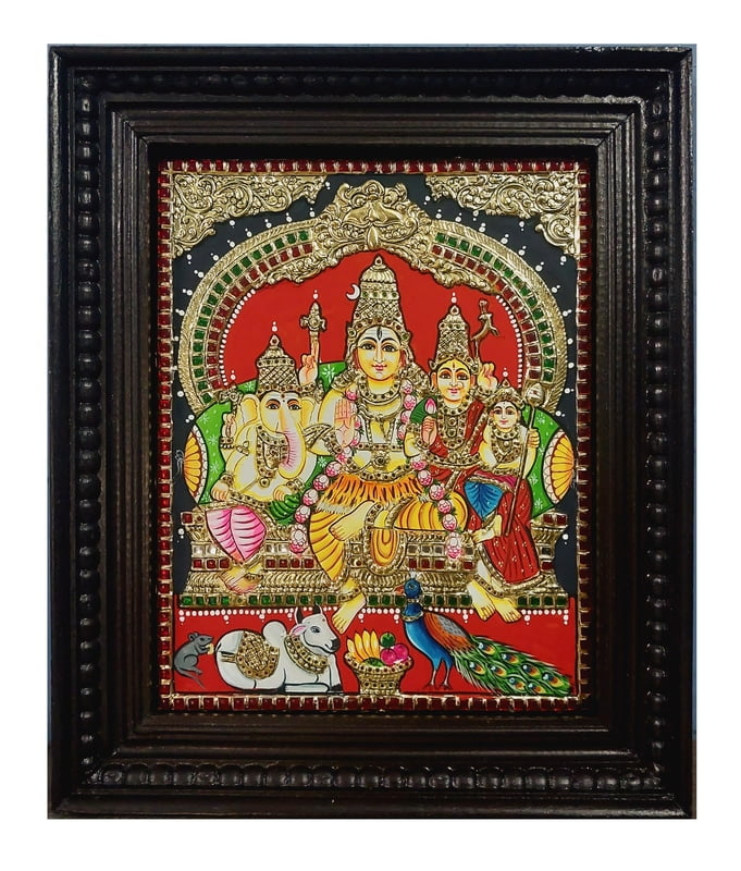 Shiva Family Tanjore Painting - Rich Prabhavali