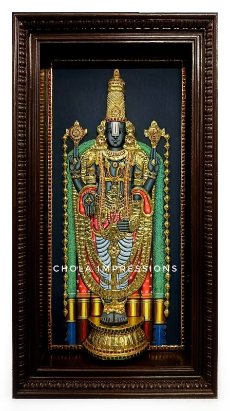 Exclusive Lord Balaji Realistic Tanjore Painting - with American Diamonds Exclusive Lord Balaji Realistic Tanjore Painting - with American Diamonds