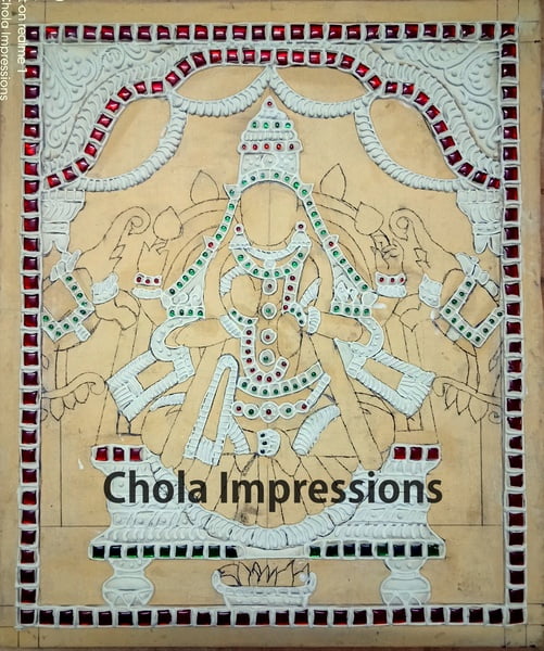 Gaja Lakshmi Ready made Embossed Tanjore Muck Board