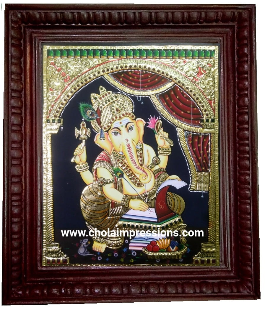 Buy Lord Ganesh writing Mahabharat Tanjore Painting